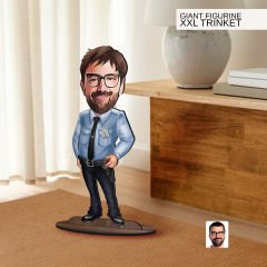BK Gift Kişiye Özel Polis Karikatürlü Büyük Boy Ahşap Biblo-1 Arkadaşa Hediye , Sevgiliye Hediye, Kişiye Özel Biblolar
