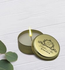 BK Gift Kişiye Özel İsimli Gold Metal Kutuda Kokulu Mum-6, Ev Hediyesi, Arkadaşa Hediye, Kokulu Mum