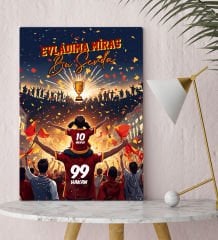 BK Gift Kişiye Özel İsimli Baba-Kız Sarı Kırmızı Evladıma Miras Bu Sevda Kanvas Tablo-1 30x50CM, Ev Hediyesi, Doğum Günü Hediyesi, Taraftar Hediyesi