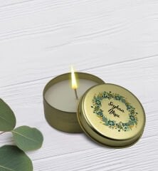 BK Gift Kişiye Özel İsimli Gold Metal Kutuda Kokulu Mum-7, Ev Hediyesi, Arkadaşa Hediye, Kokulu Mum