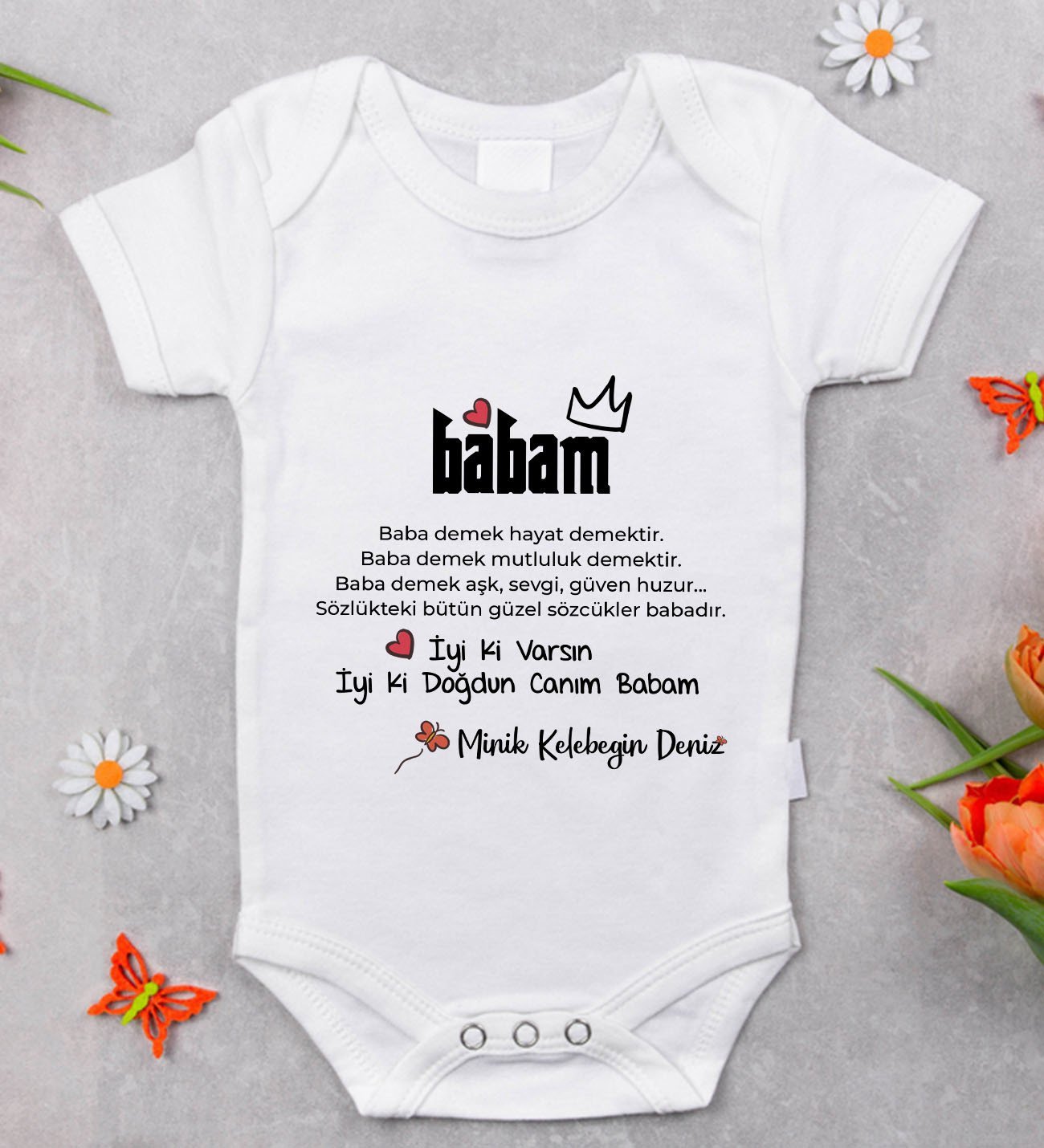 BK Kids İsimli İyi Ki Doğdun Canım Babam Tasarımlı Bebek Body Zıbın - Model 1 12-18 ay