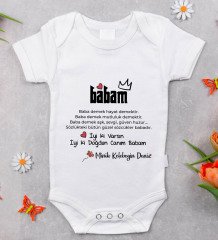 BK Kids İsimli İyi Ki Doğdun Canım Babam Tasarımlı Bebek Body Zıbın - Model 1 12-18 ay