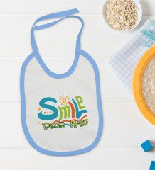 BK Kids Kişiye Özel Mavi Bebek Mama Önlüğü - Model 140