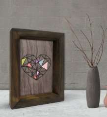 BK Gift Kalp Tasarımlı Dekoratif Doğal Masif Ahşap Çerçeve 15x20cm-1