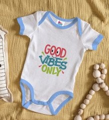BK Kids Good Vibes Only Tasarımlı Mavi Bebek Body Zıbın-1