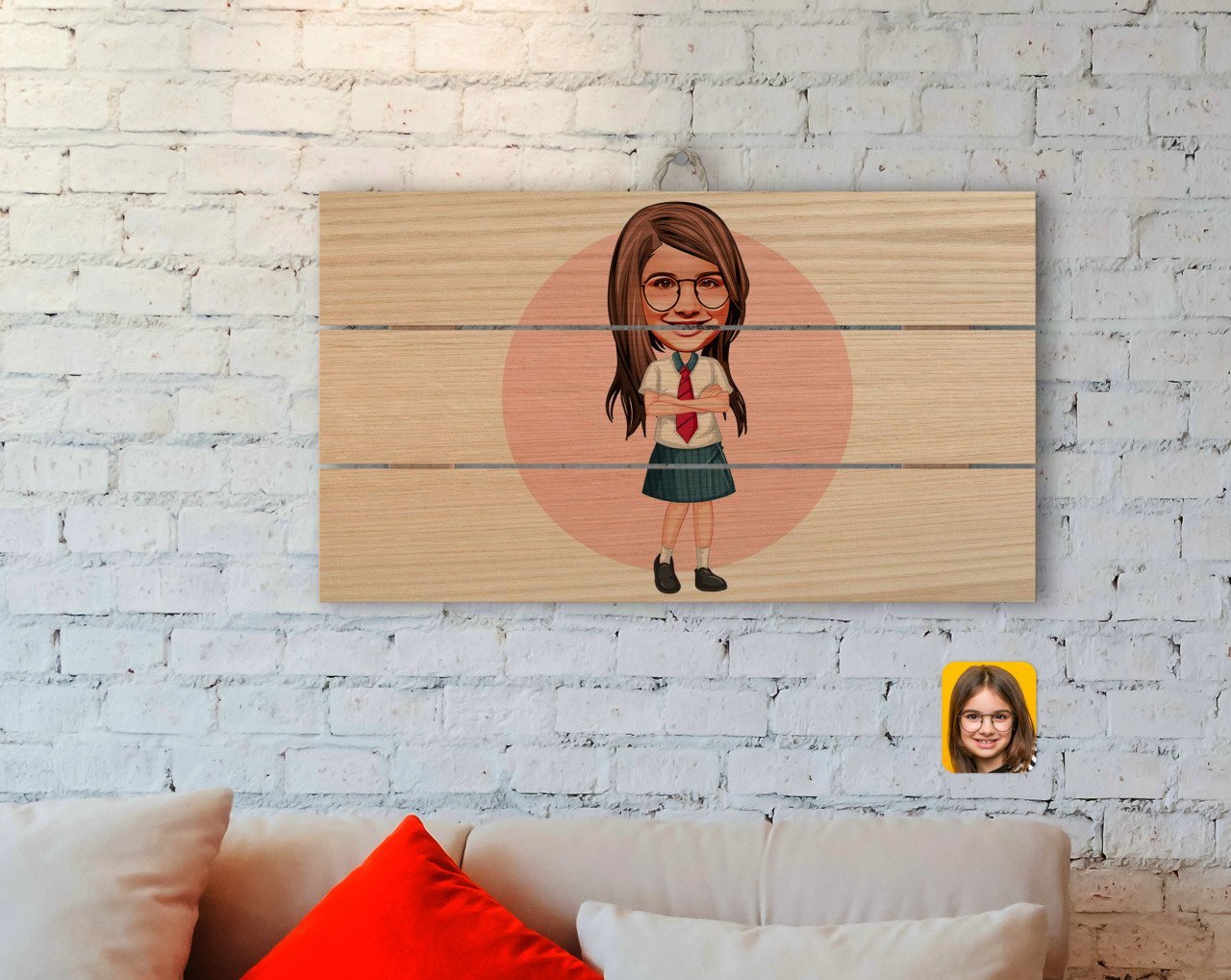 Kişiye Özel Kız Çocuk Karikatürlü Otantik Ahşap Palet Tablo-6