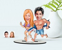 Kişiye Özel Sevgili Karikatürlü Ahşap Biblo Model-8
