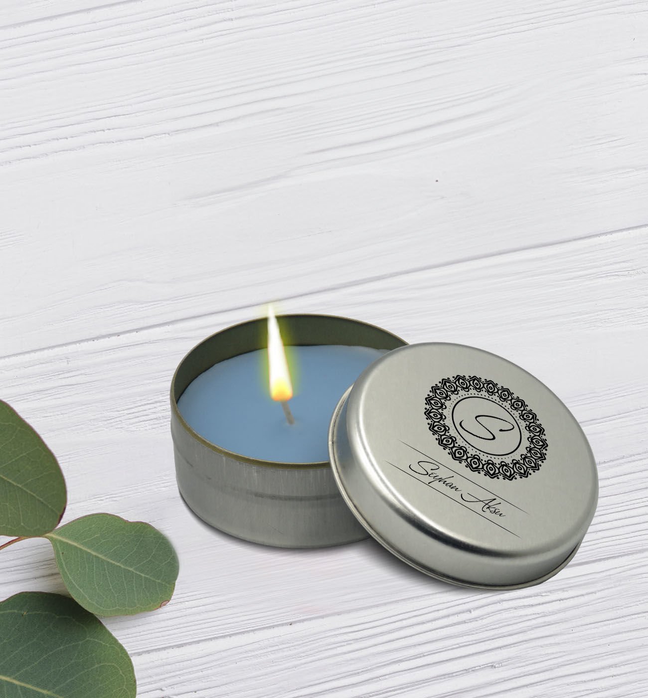 BK Gift Kişiye Özel İsimli Silver Metal Kutuda Kokulu Mum-1, Ev Hediyesi, Arkadaşa Hediye, Kokulu Mum