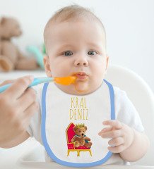 BK Kids Kişiye Özel Mavi Bebek Mama Önlüğü - Model 142