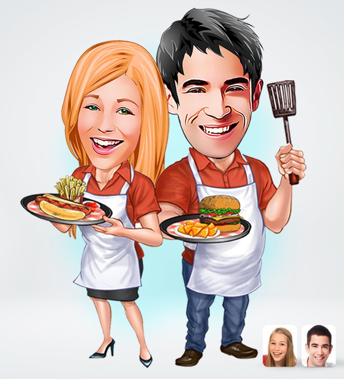 Kişiye Özel Sevgililer Tasarımlı Dijital Karikatür-57