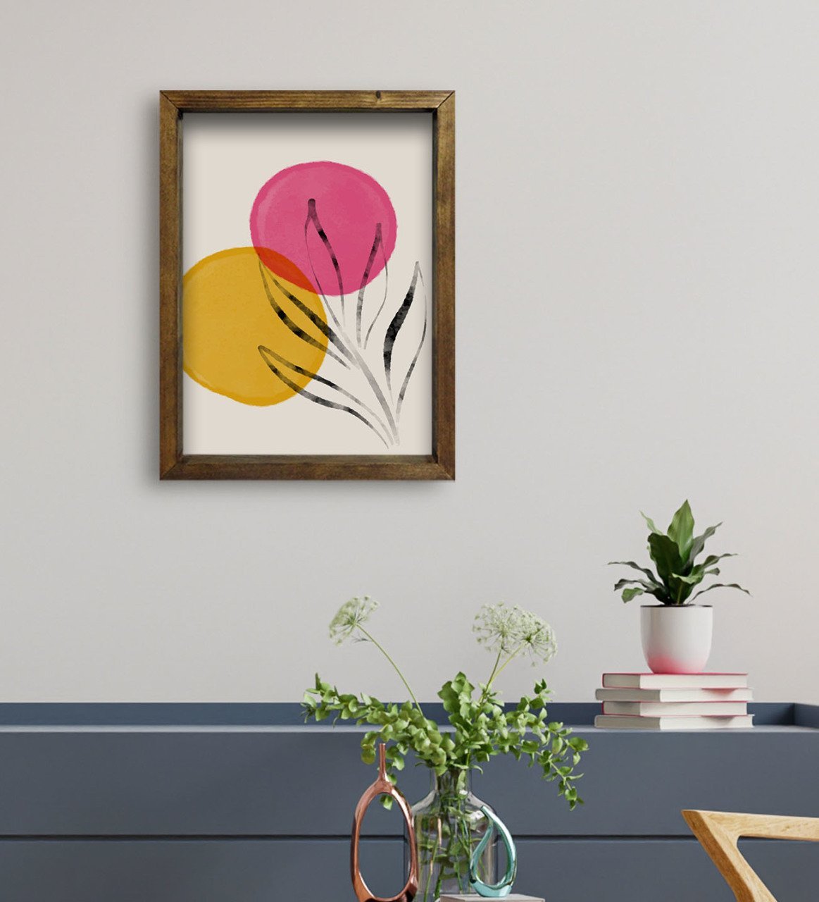 BK Gift Otel Odası Konseptli Doğal Masif Ahşap Çerçeveli Tablo 45x65cm-90