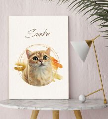 BK Gift Kişiye Özel Evcil Hayvan Karikatürlü Kanvas Tablo-6, Arkadaş Hediye, Sevgiliye Hediye, Ev Hediyesi