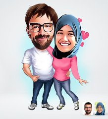 Kişiye Özel Sevgililer Tasarımlı Dijital Karikatür-58