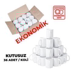 Kutusuz 1 Koli Sublimasyon Porselen EKONOMİK Beyaz Kupa (36 adet)