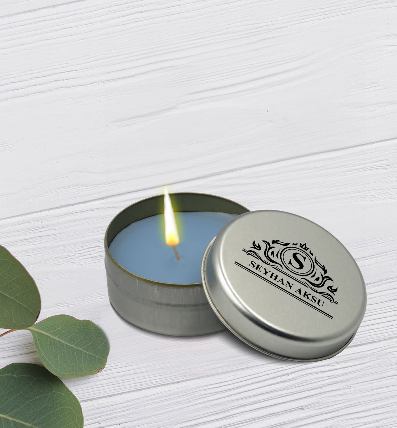 BK Gift Kişiye Özel İsimli Silver Metal Kutuda Kokulu Mum-3, Ev Hediyesi, Arkadaşa Hediye, Kokulu Mum