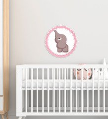 BK Gift Sevimli Fil Tasarımlı Çocuk Odası Ahşap Duvar Süsü-9