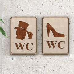 Bay & Bayan WC Ahşap Yönlendirme Levhası - 3