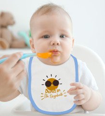 BK Kids Kişiye Özel Mavi Bebek Mama Önlüğü - Model 146