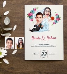 Kişiye Özel Karikatürlü Davetiye Model 2 (50 Adet)