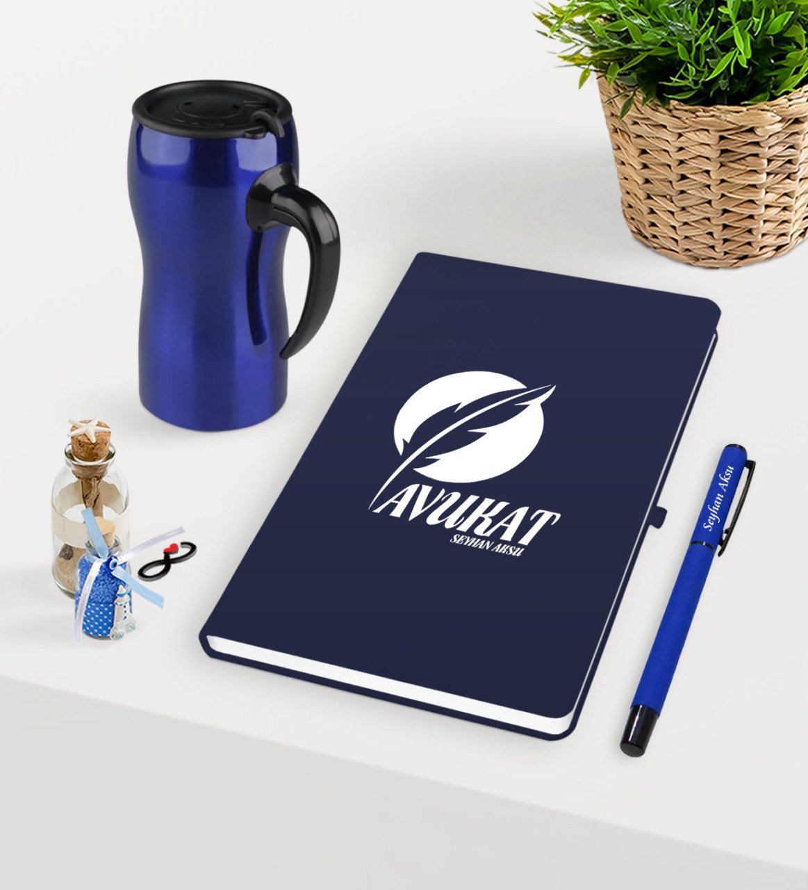 Kişiye Özel Avukat Temalı Lacivert Defter Kalem ve Termos Mug Seti  - 12