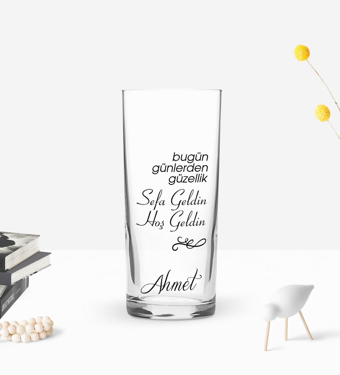 Kişiye Özel Renkli Baskılı Bugün Günlerden Güzellik Tasarımlı Rakı Bardağı-1