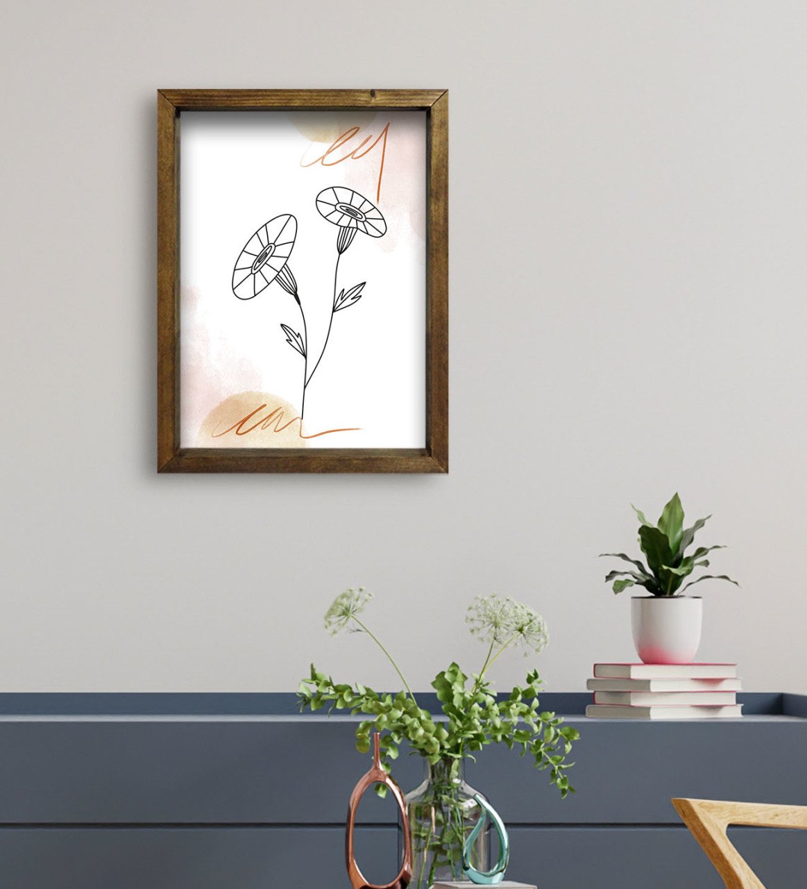 BK Gift Otel Odası Konseptli Doğal Masif Ahşap Çerçeveli Tablo 45x65cm-92