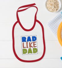 BK Kids Rad Like Dad Tasarımlı Kırmızı Bebek Body Zıbın ve Mama Önlüğü Hediye Seti-1