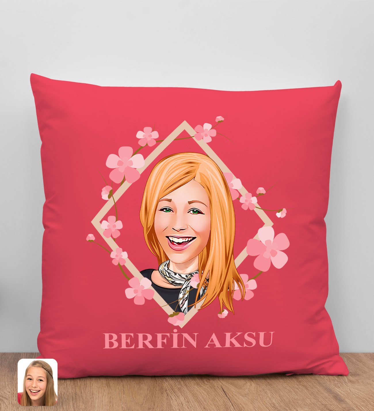 BK Gift Kişiye Özel Karikatürlü Anneler Günü Tasarımlı Kırmızı Kırlent Yastık, Anneye Hediye, Ev Dekorasyonu, Anneler Günü Hediyesi-4
