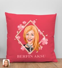 BK Gift Kişiye Özel Karikatürlü Anneler Günü Tasarımlı Kırmızı Kırlent Yastık, Anneye Hediye, Ev Dekorasyonu, Anneler Günü Hediyesi-4