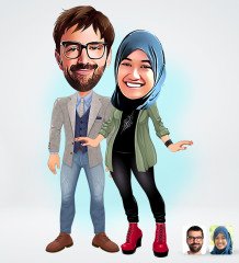 Kişiye Özel Sevgililer Tasarımlı Dijital Karikatür-60