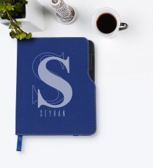 Kişiye Özel İsimli Lacivert Termo Deri Defter-34