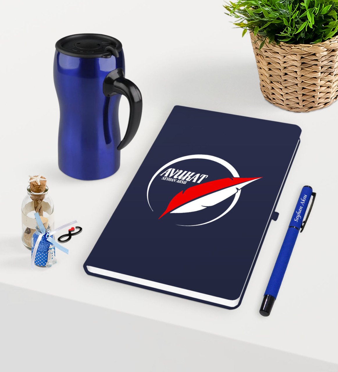 Kişiye Özel Avukat Temalı Lacivert Defter Kalem ve Termos Mug Seti  - 13