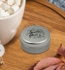 BK Gift Kişiye Özel İsimli Silver Metal Kutuda Kokulu Mum-5, Ev Hediyesi, Arkadaşa Hediye, Kokulu Mum