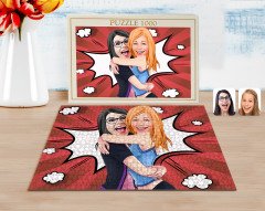 Kişiye Özel Kız Kardeşler Karikatürlü 1000 Parça Profesyonel Puzzle-10