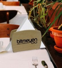 Restoran & Cafe & Barlara Özel Logolu Lüks Ahşap Peçetelik – 10 Adet