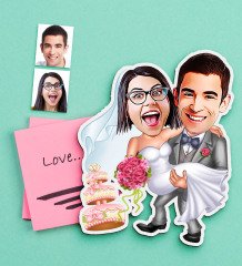 Kişiye Özel Evleniyoruz Karikatürlü Ahşap Magnet-7