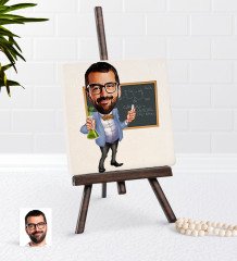 Kişiye Özel Erkek Kimya Öğretmeni Karikatürlü Şovaleli Doğal Taş-1