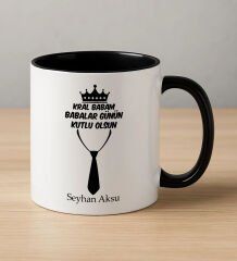 BK Gift Kişiye Özel Babalar Günü Tasarımlı Siyah Kupa Bardak-4, Babalar Günü Hediyesi, Babaya Hediye, Erkeklere Özel Hediye