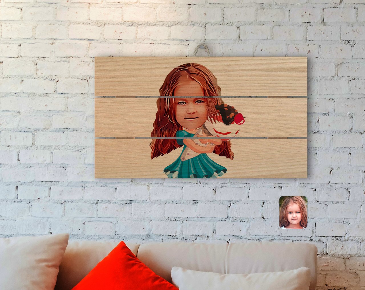 Kişiye Özel Kız Çocuk Karikatürlü Otantik Ahşap Palet Tablo-15
