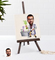 Kişiye Özel Erkek Kimya Öğretmeni Karikatürlü Şovaleli Doğal Taş-2