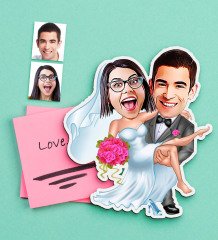 Kişiye Özel Evleniyoruz Karikatürlü Ahşap Magnet-9