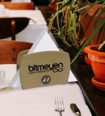 Restoran & Cafe & Barlara Özel Logolu Lüks Ahşap Peçetelik-2 – 5 Adet