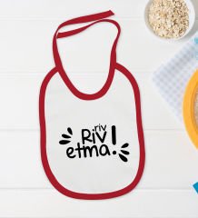 BK Kids Riv Riv Etma Tasarımlı Kırmızı Bebek Body Zıbın ve Mama Önlüğü Hediye Seti-1