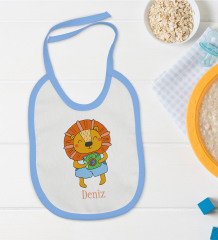 BK Kids Kişiye Özel Mavi Bebek Mama Önlüğü - Model 155