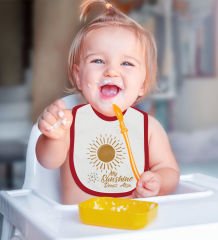 BK Kids Kişiye Özel My Sunshine Tasarımlı Kırmızı Bebek Mama Önlüğü-1