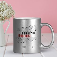 Kişiye Özel Mesleki Bilgisayar Mühendisi Gümüş Yaldızlı Kupa Bardak - 2