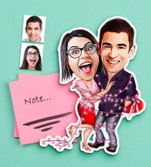 Kişiye Özel Sevgililer Karikatürlü Ahşap Magnet-2