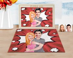 Kişiye Özel Sevgililer Karikatürlü 1000 Parça Profesyonel Puzzle-86