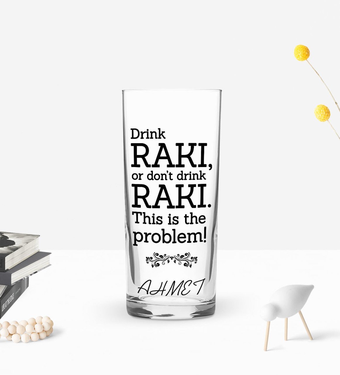 Kişiye Özel Renkli Baskılı Drink Rakı Tasarımlı Rakı Bardağı-1