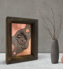BK Gift Minimalist Woman Tasarımlı Dekoratif Doğal Masif Ahşap Çerçeve 15x20cm-1
